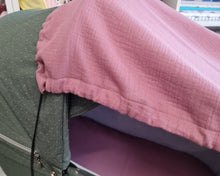 Load image into Gallery viewer, Pram parasol, solid muslin in purple plum shade