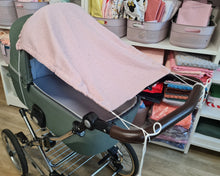 Load image into Gallery viewer, Pram sunshade, plain muslin in old pink with gold dots