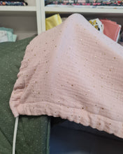 Load image into Gallery viewer, Pram sunshade, plain muslin in old pink with gold dots