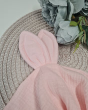 Load image into Gallery viewer, Muslin cuddly towel light pink plain with bunny ears