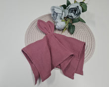 Load image into Gallery viewer, Muslin love cloth in old pink plain with bunny ears