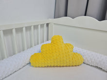 Load image into Gallery viewer, Decorative pillow cloud two-tone yellow with blue minky fabric