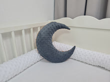 Load image into Gallery viewer, Decorative pillow moon brown with dark gray from minky fabric