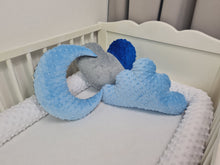 Load image into Gallery viewer, Decorative pillow heart gray with blue from minky fabric