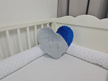 Load image into Gallery viewer, Decorative pillow heart gray with blue from minky fabric