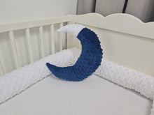 Load image into Gallery viewer, Decorative pillow moon two-tone white with dark blue
