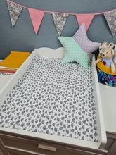 Load image into Gallery viewer, Muslin nursing pad for children white with small black rainbows