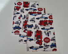 Load image into Gallery viewer, Set of care sheets 50x70 size 3 pcs. with police and fire trucks