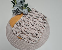 Load image into Gallery viewer, Shoulder towel for newborns Saliva and burp catcher yellow terry, muslin with papal pattern