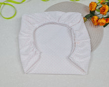 Load image into Gallery viewer, Stroller cover cotton with elastic white with light pink dots