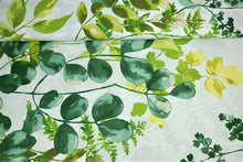 Load image into Gallery viewer, 100% kokvilnas audums eikalipta lapas uz balta fona 3,90EUR/m
