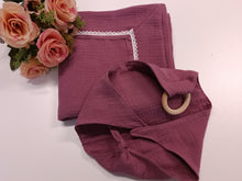 Load image into Gallery viewer, Thin muslin blanket burgundy plain with a love cloth