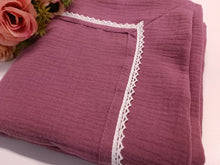 Load image into Gallery viewer, Thin muslin blanket burgundy plain with a love cloth
