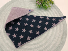 Load image into Gallery viewer, Lace - muslin blue bib with stars