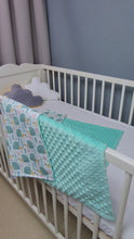 Load and play video in Gallery viewer, Minky blanket in mint tone with hedgehogs