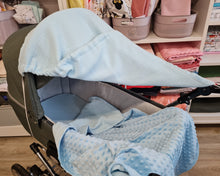 Load image into Gallery viewer, Pram sunshade, plain muslin in light blue 
