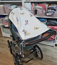 Load image into Gallery viewer, Pram parasol, cotton with Mickey Mouse on a white background 
