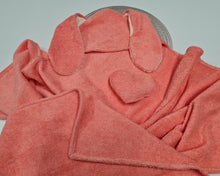 Load image into Gallery viewer, Children&#39;s towel with sewn-in hood, orange bunny, possibility to personalize with embroidered name
