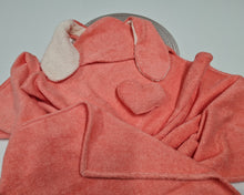 Load image into Gallery viewer, Children&#39;s towel with sewn-in hood, orange bunny, possibility to personalize with embroidered name
