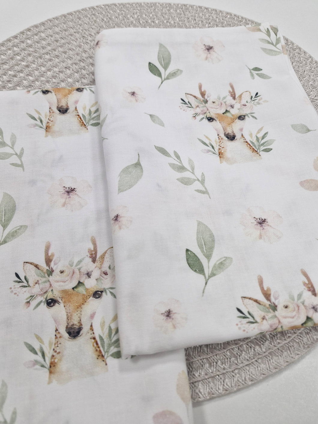 Christmas gift pillowcases in cotton with green eucalyptus leaves