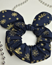 Load image into Gallery viewer, Hair band with headphones made of cotton fabric dark blue with gold stars
