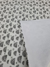 Load image into Gallery viewer, Muslin nursing pad for children white with small black rainbows
