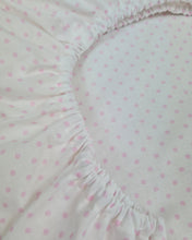 Load image into Gallery viewer, Stroller cover cotton with elastic white with light pink dots
