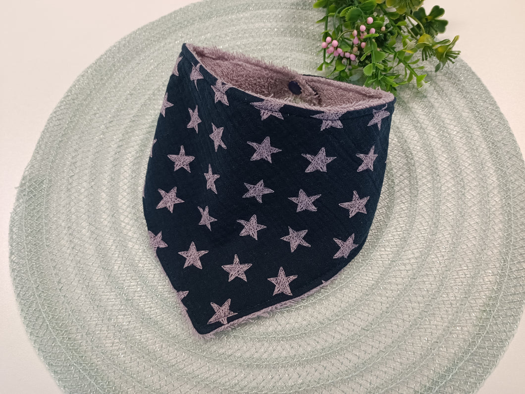 Lace - muslin blue bib with stars