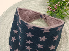 Load image into Gallery viewer, Lace - muslin blue bib with stars
