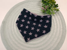 Load image into Gallery viewer, Lace - muslin blue bib with stars
